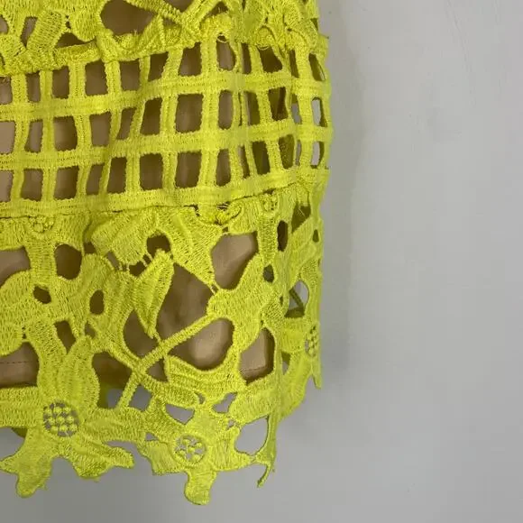 Lovers + Friends Yellow Floral Crochet Lace Skirt - Picture 4 of 8